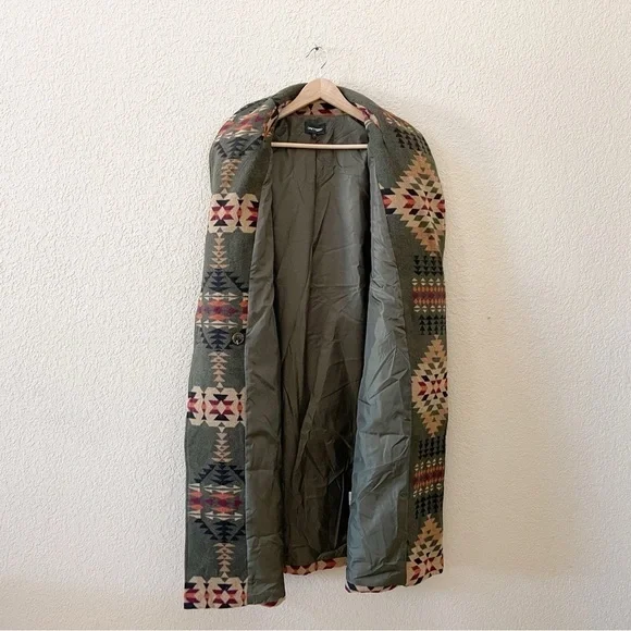 Driftwood Coat Rowan Jacket Long Aztec Western Teepee Boho Green Small - Picture 9 of 14
